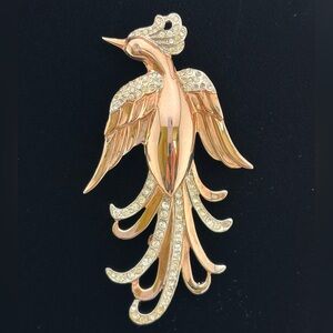 Vintage sterling silver rhinestone bird brooch